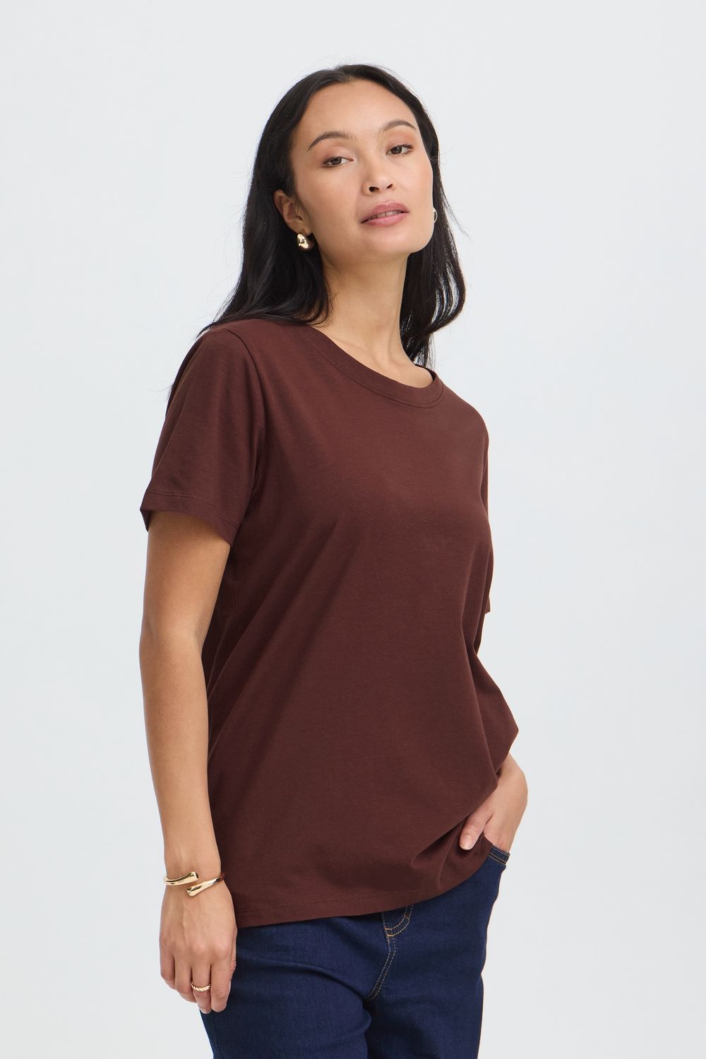 Fransa T-shirt de base couleur rhum raisin 20605388