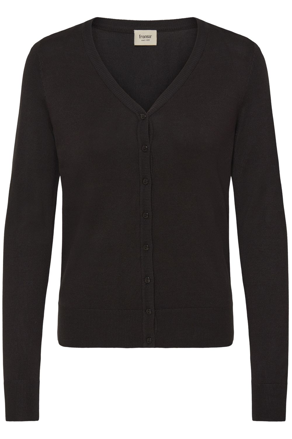 Fransa Cardigan en tricot léger noir à manches longues avec encolure en V et boutonnière 20618388