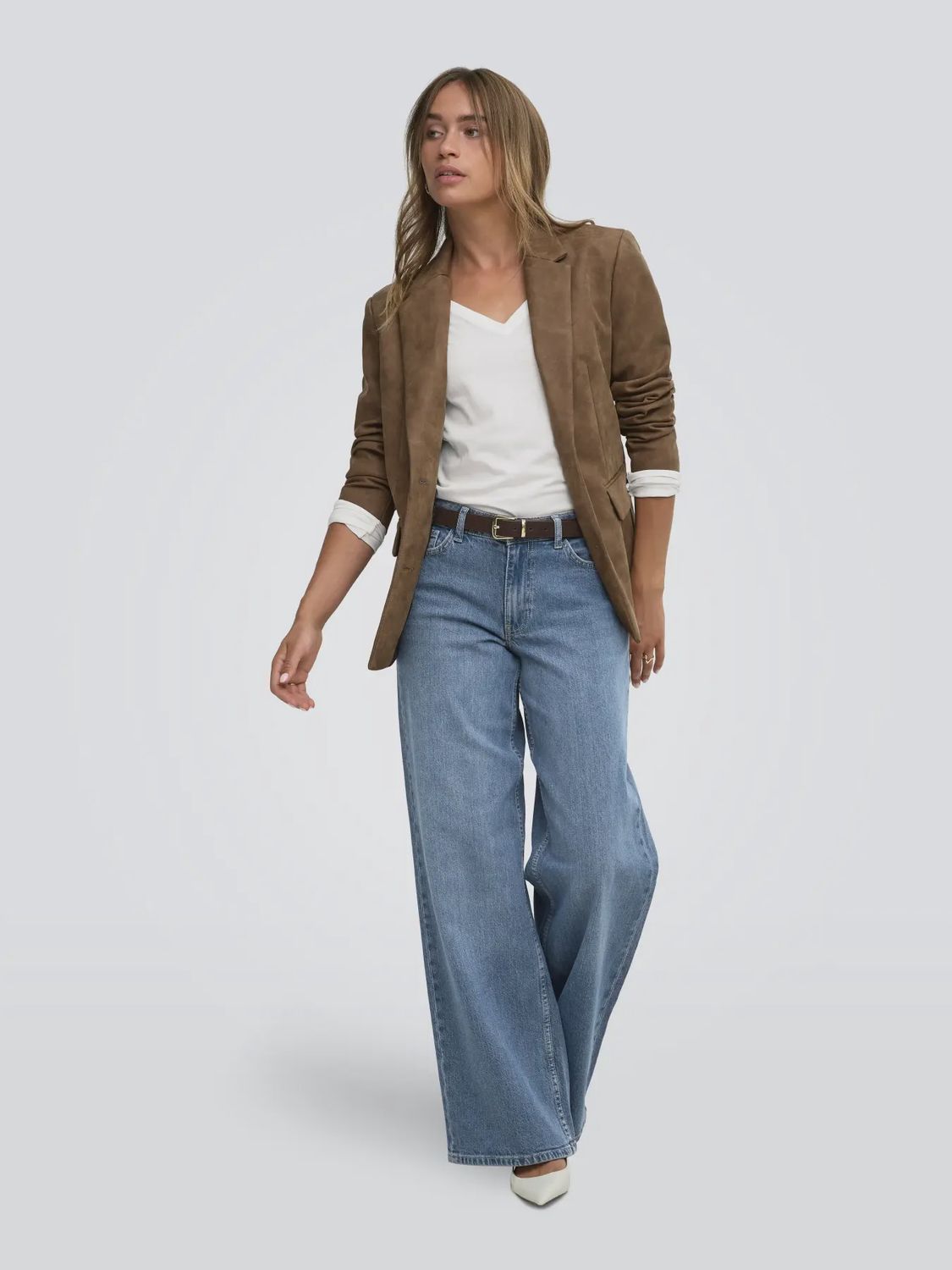 JDY Jeans bleu moyen jambes larges taille haute 15380578