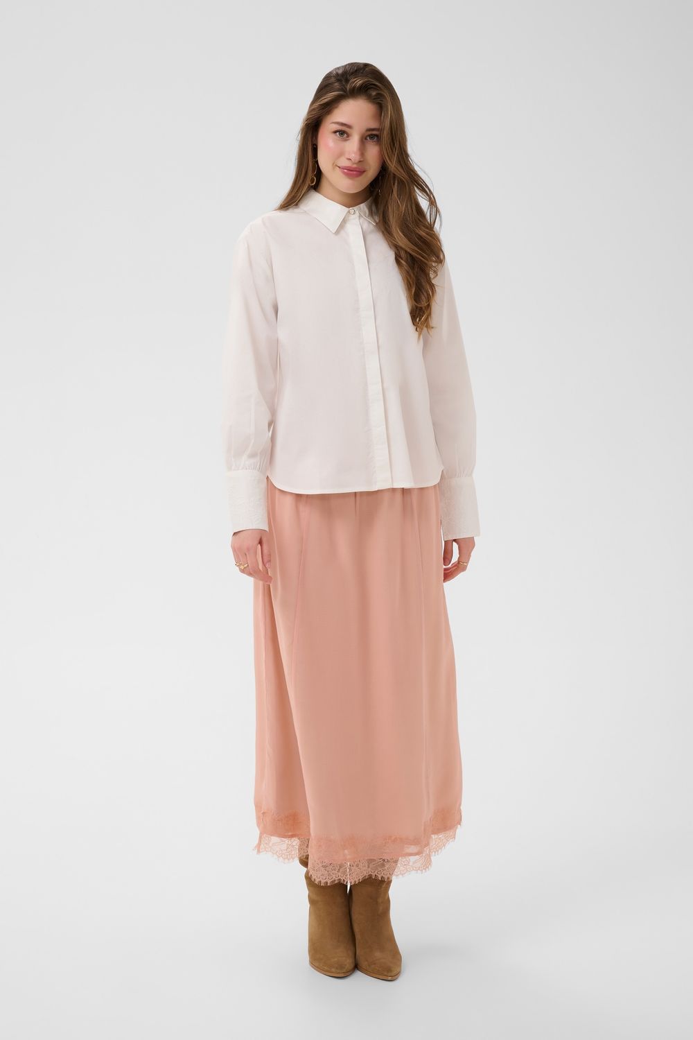 Cream Chemise de base snow white à manches longues 10615177