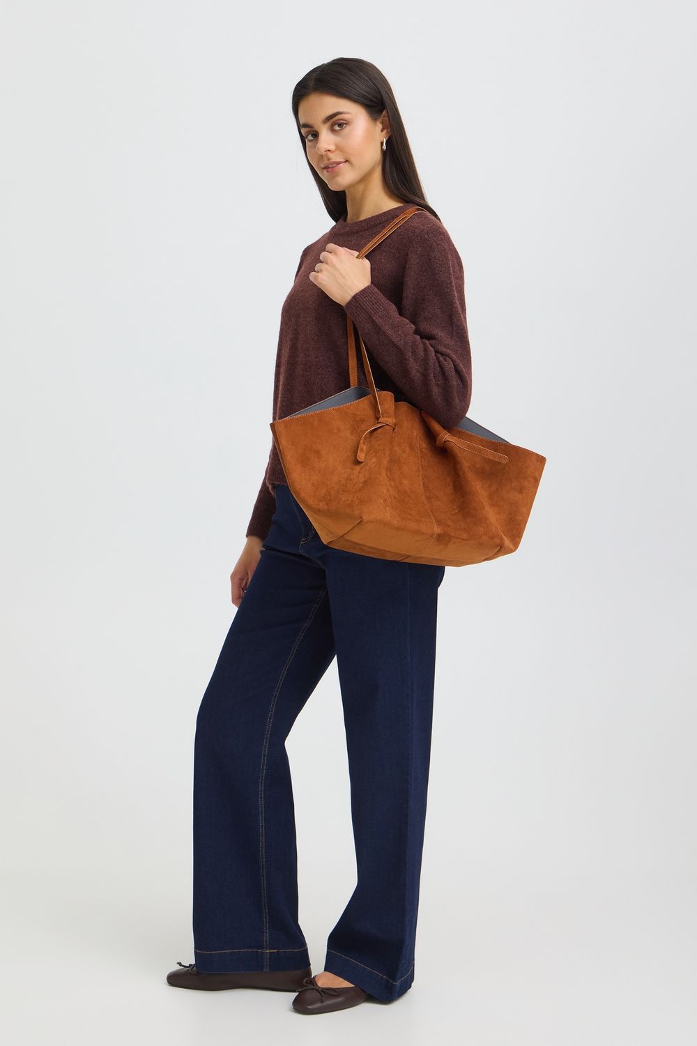 Fransa Sac à main fourre tout couleur cognac imitation suède 20618144