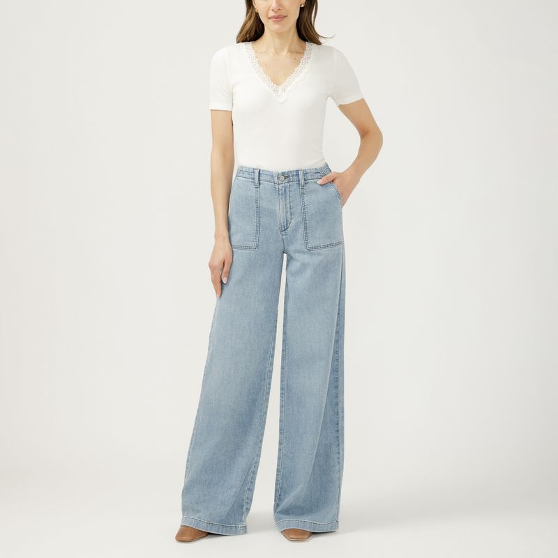 Silver Pantalon bleu clair jambes larges et grandes poches L63902LWK201
