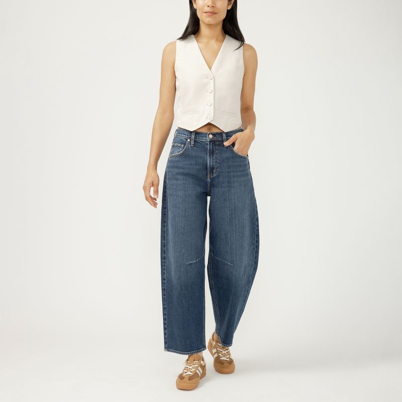 Silver Jeans barrel bleu moyen taille haute L64208HDR346