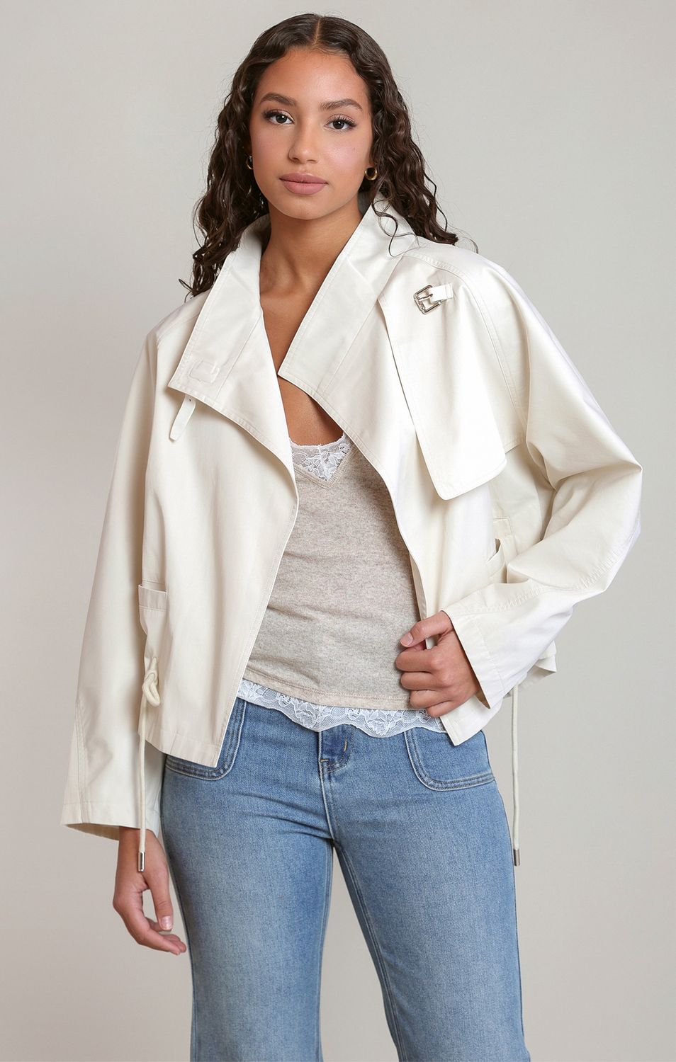 Dex Manteau offwhite style imperméable avec un attache 2829505