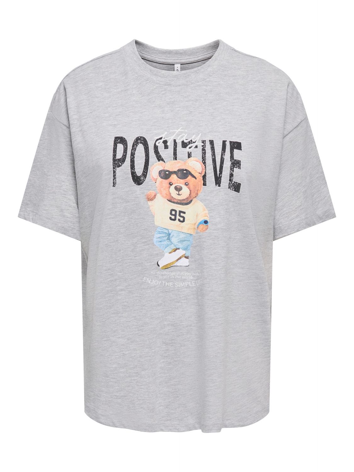 Only T-shirt ourson écriture STAY POSITIVE gris 15346761