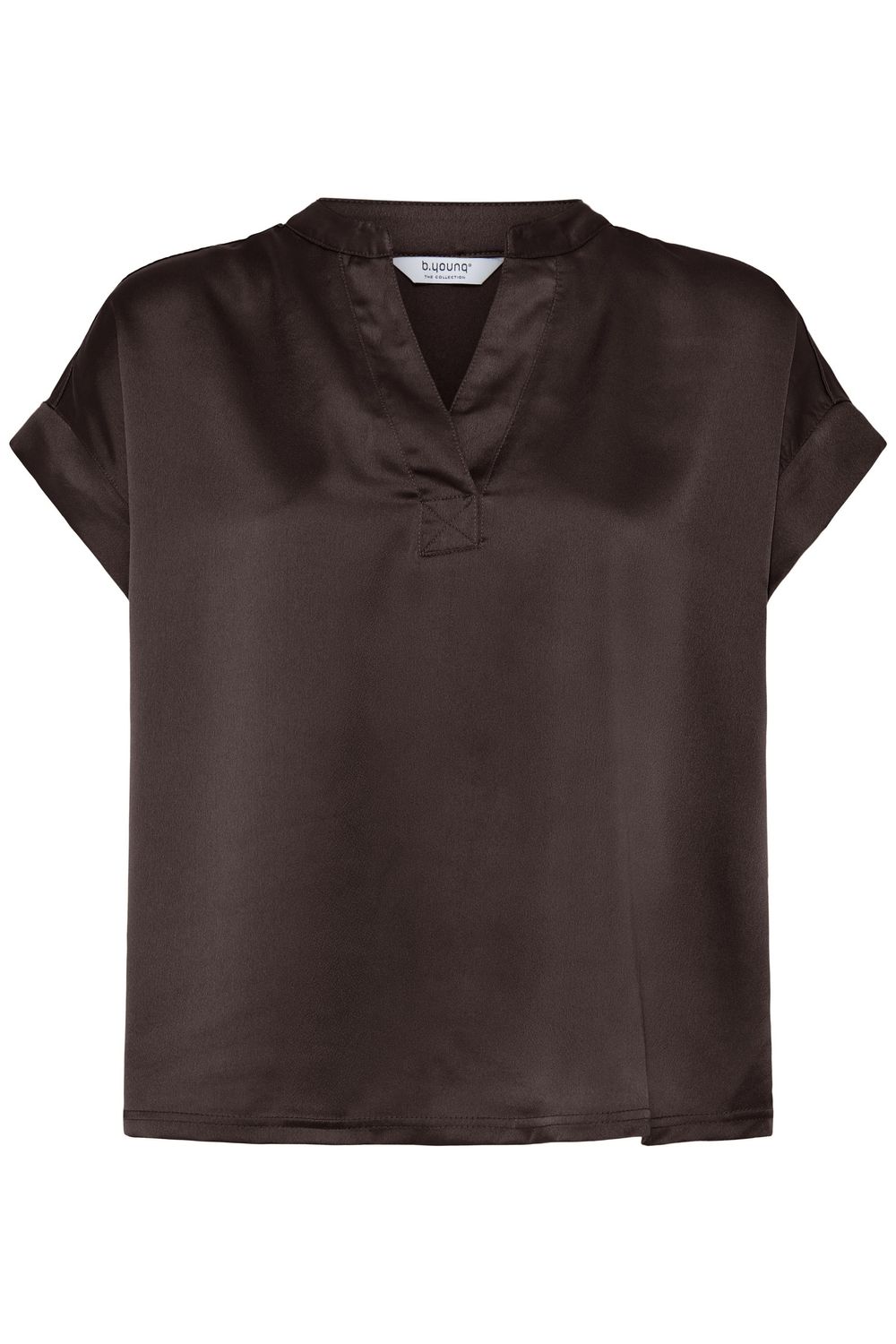 B.Young T-shirt brun chocolat avec fini satiné à l’avant dos en matière contrastante et encolure en V 20819366