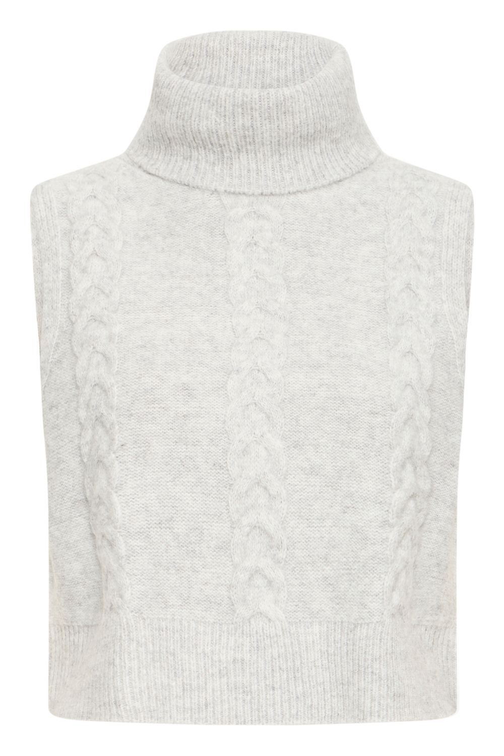 ICHI Haut sans manches en tricot gris souris avec col roulé 20126763