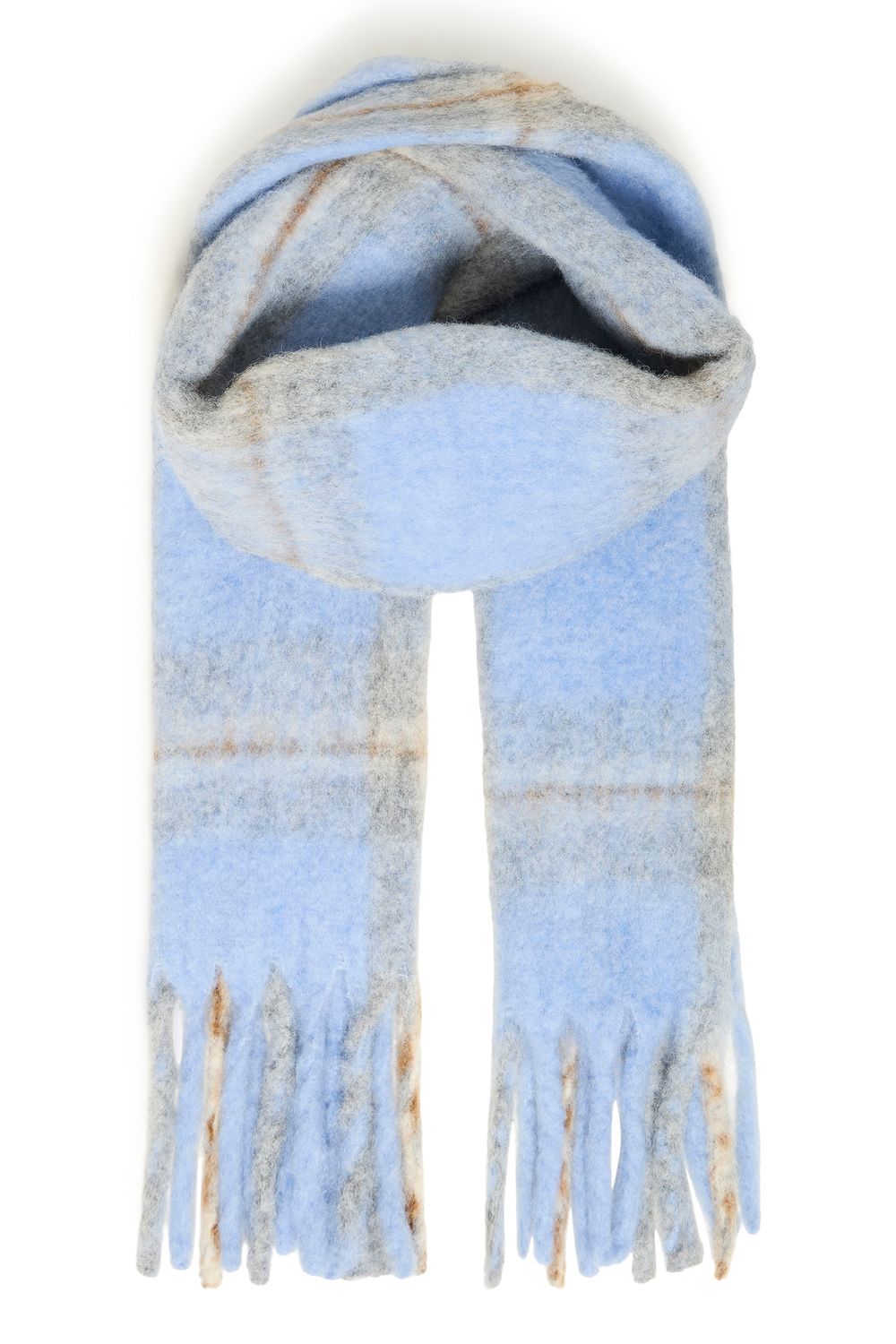 ICHI Foulard bleu et gris avec fines lignes brunes 20126838