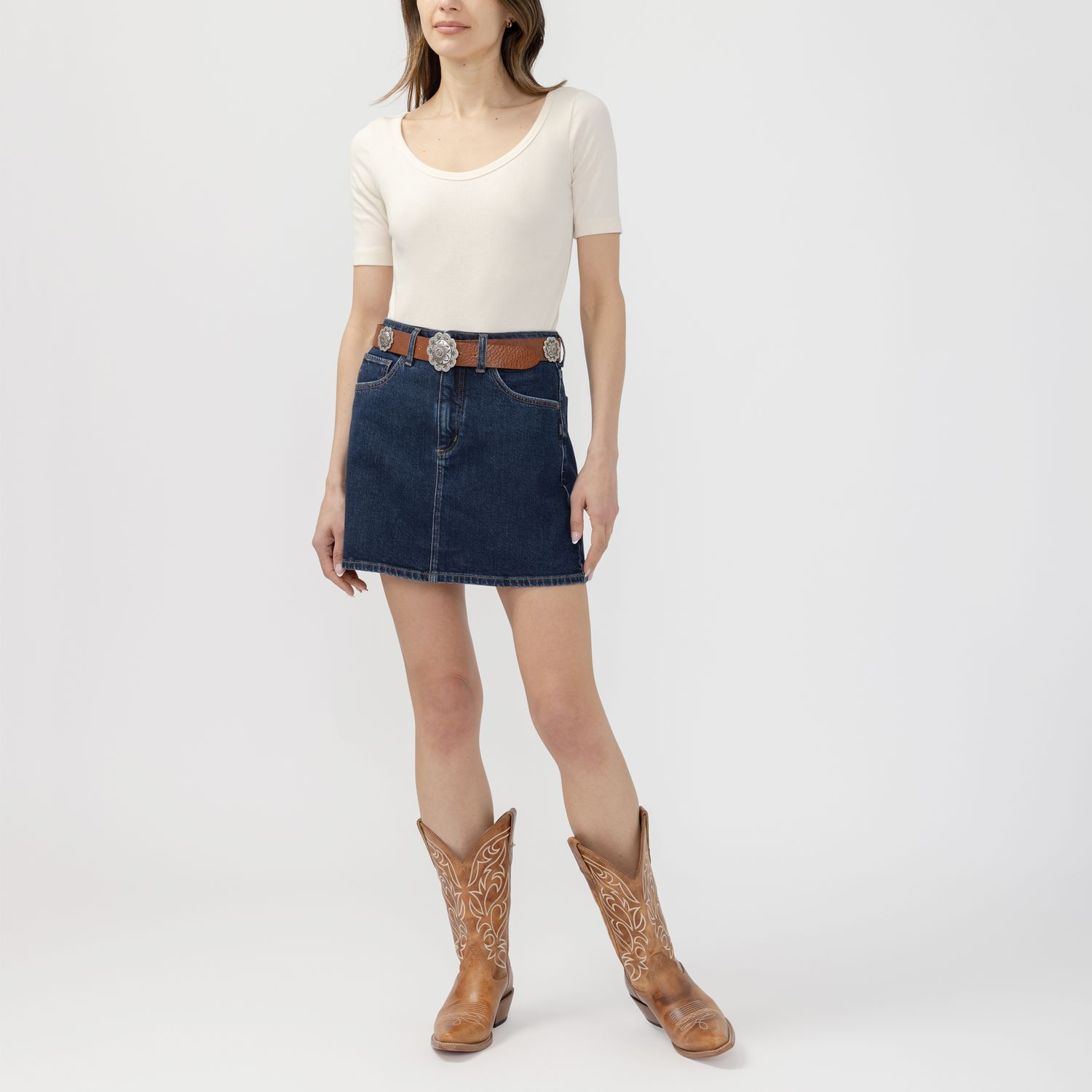 Silver Jupe en jeans bleu foncé taille haute L34805HDR422