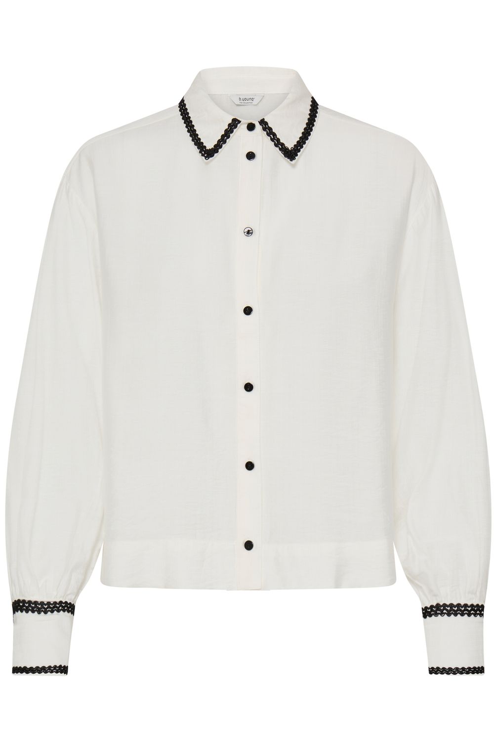 B.Young Chemisier offwhite avec col et poignets contrastants noirs 20819179