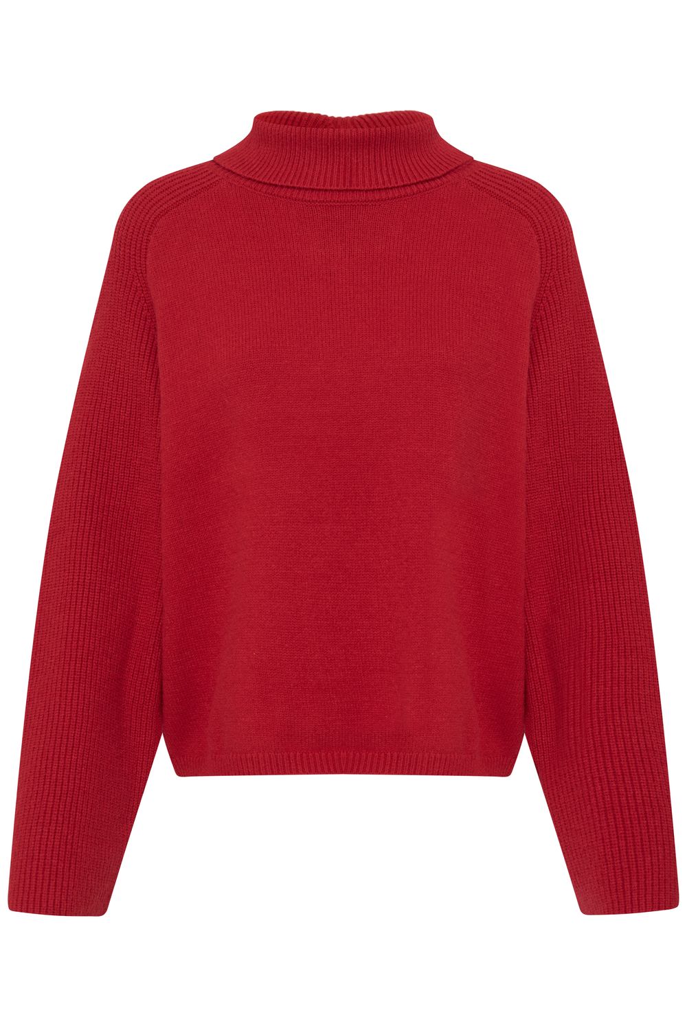 ICHI Pull en tricot rouge salsa manches longues avec col roulé 20126673