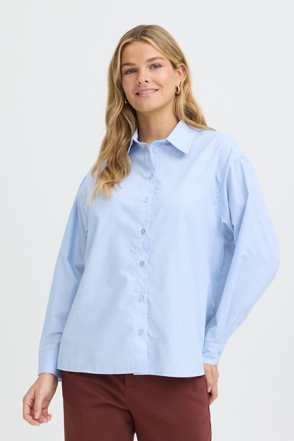 Fransa Chemise couleur cashmere blue couple ample 20618166