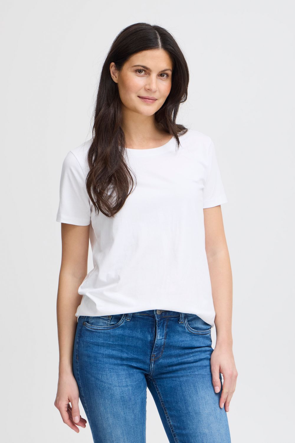 Fransa T-shirt de base blanc manches courtes à col rond 20605388