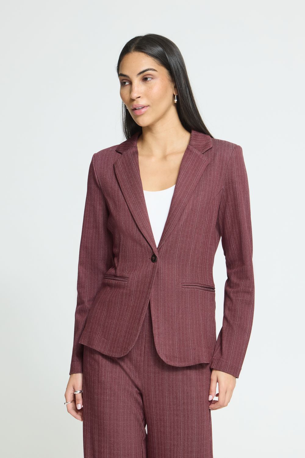 ICHI Veston Kate bordeaux avec fines lignes offwhite 20126818