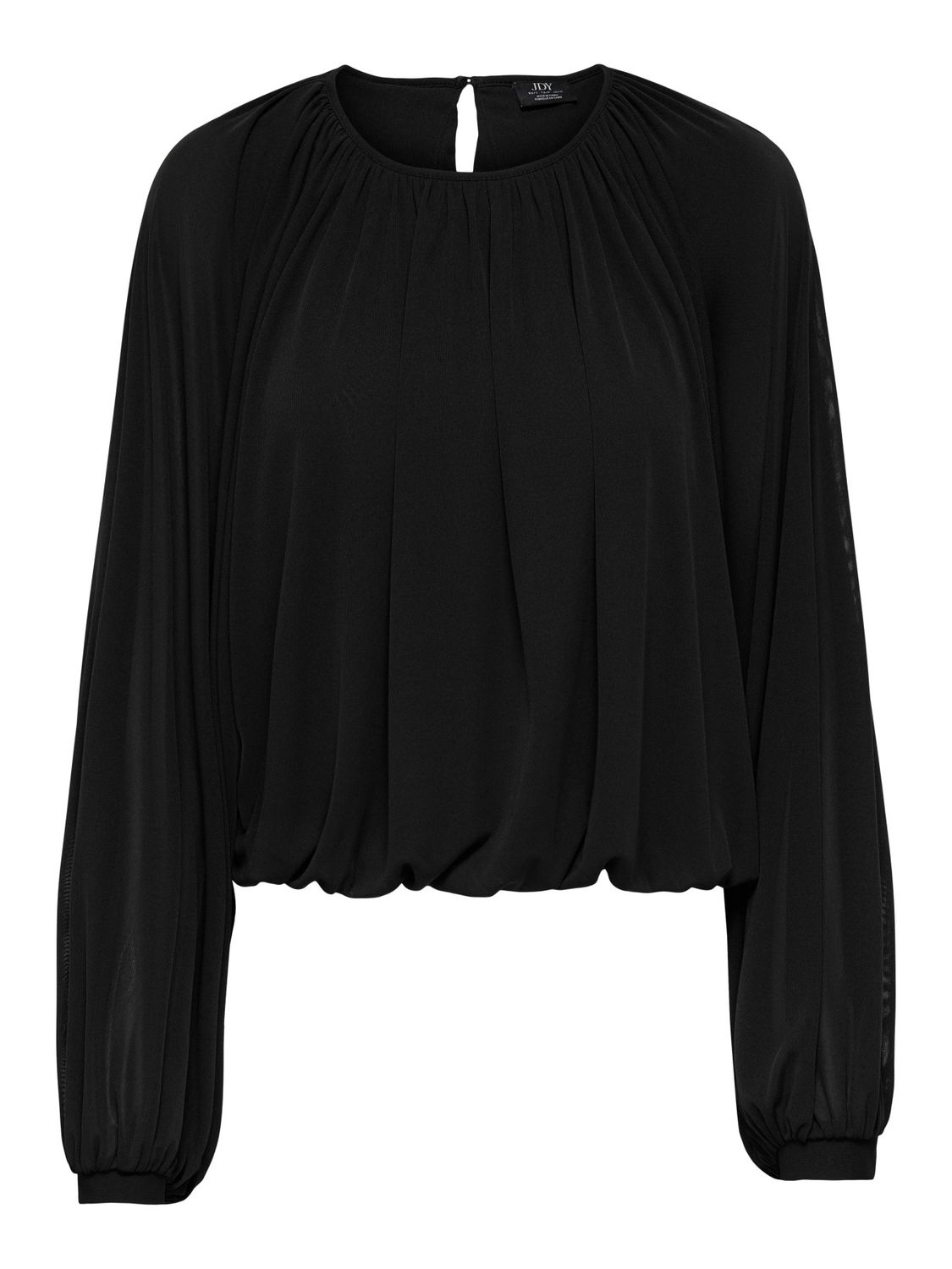JDY Blouse noir manches très bouffante en transparence et élastique à la taille 15382756