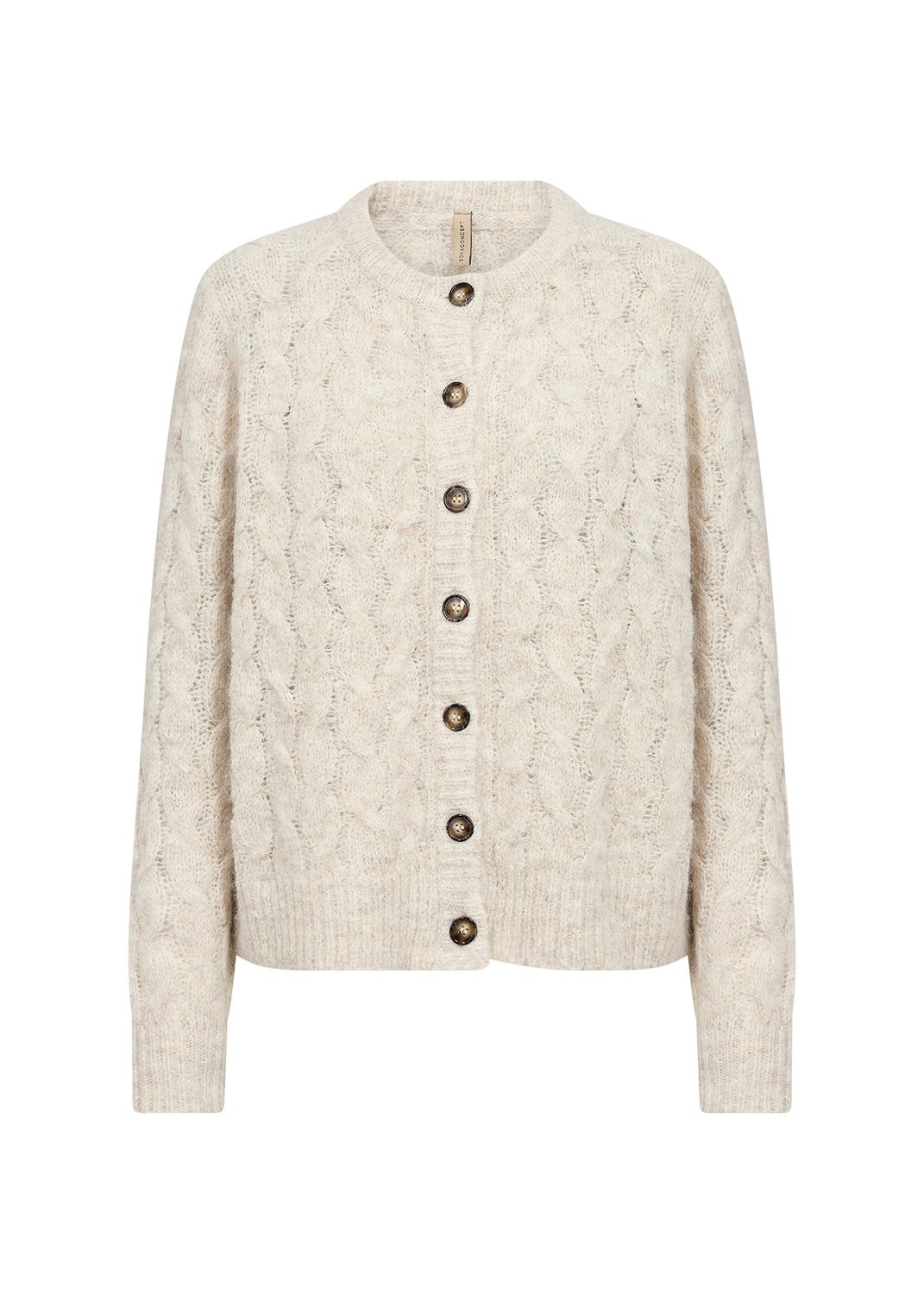 Soya Concept Cardigan en tricot à torsades couleur sable 33846