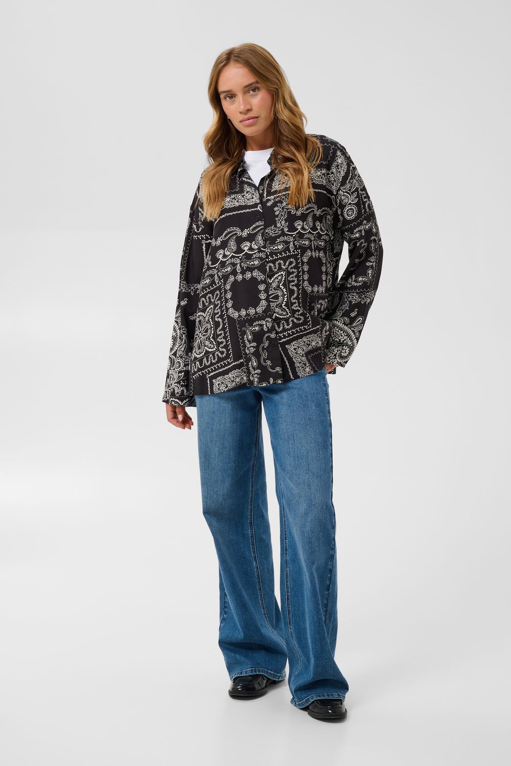 Kaffe Chemise en paisley noir et blanc 10512125
