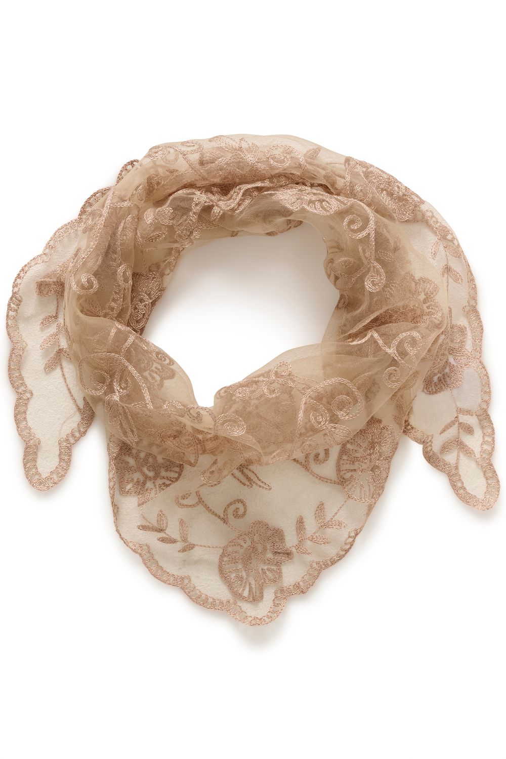 Cream Foulard polyvalent transparent avec motif floral avoine sur fond avoine 10615621