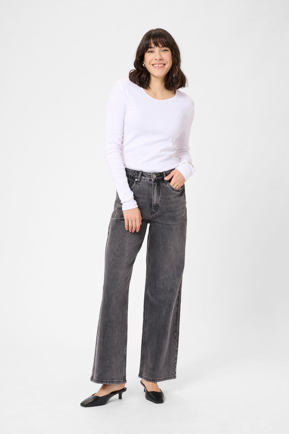Kaffe Jeans gris vintage jambes larges 10510712