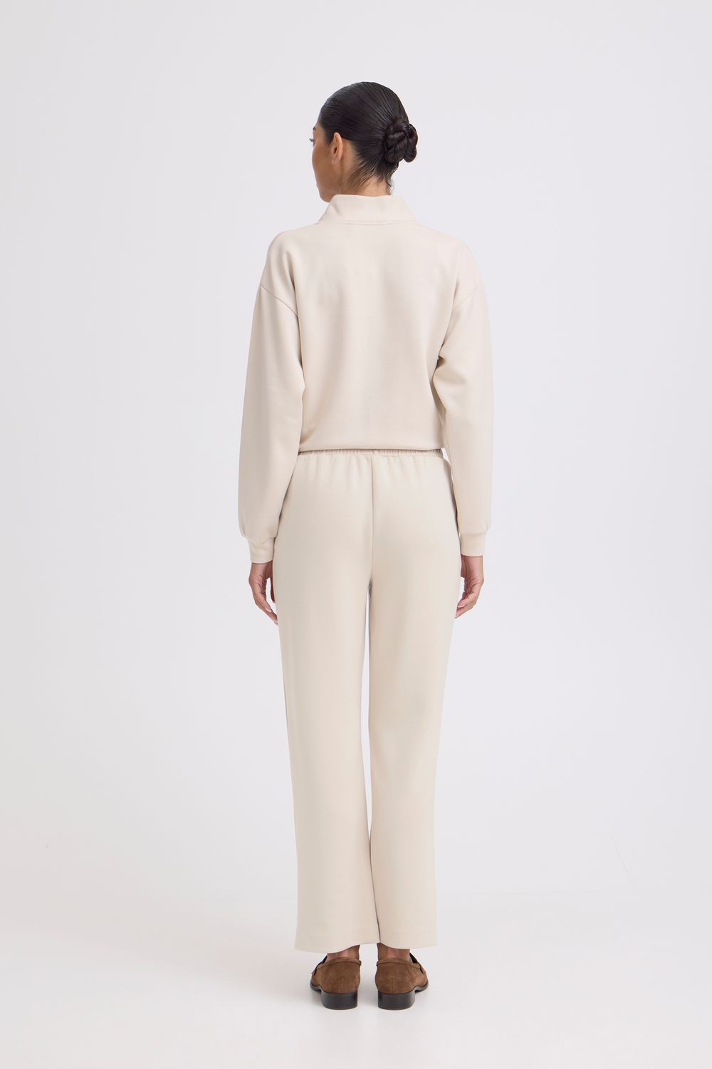 B.Young Pantalon couleur avoine jambes droites et taille élastique 20819665