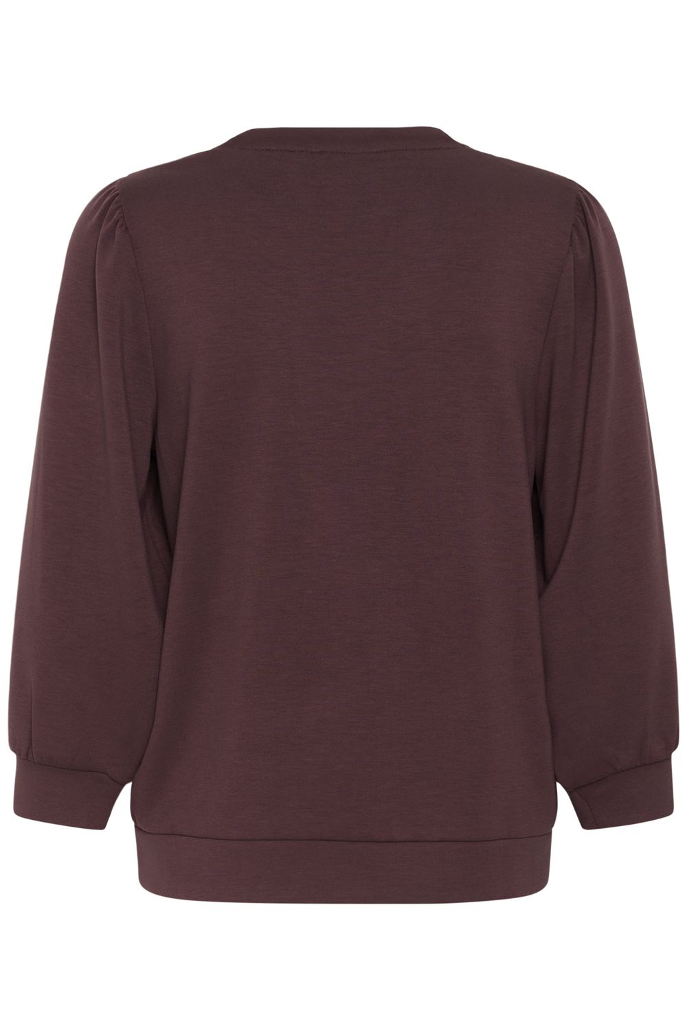 Kaffe Chandail manches 3/4 brun fudge col rond 10511348