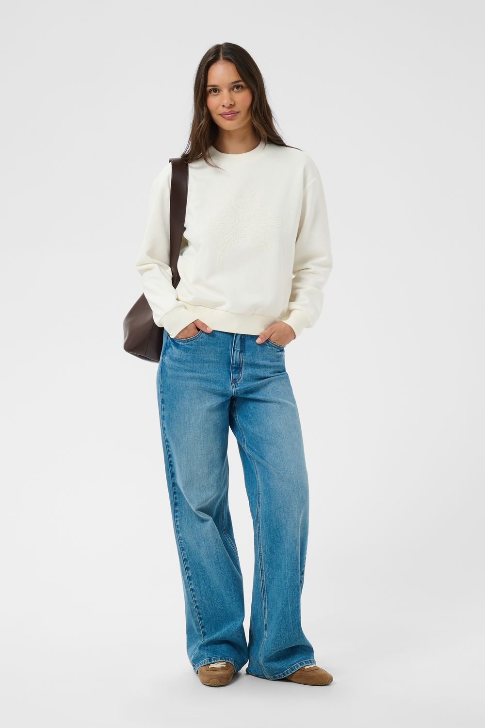 Kaffe Chandail/Crewneck manches longues whisper white col rond 10512200