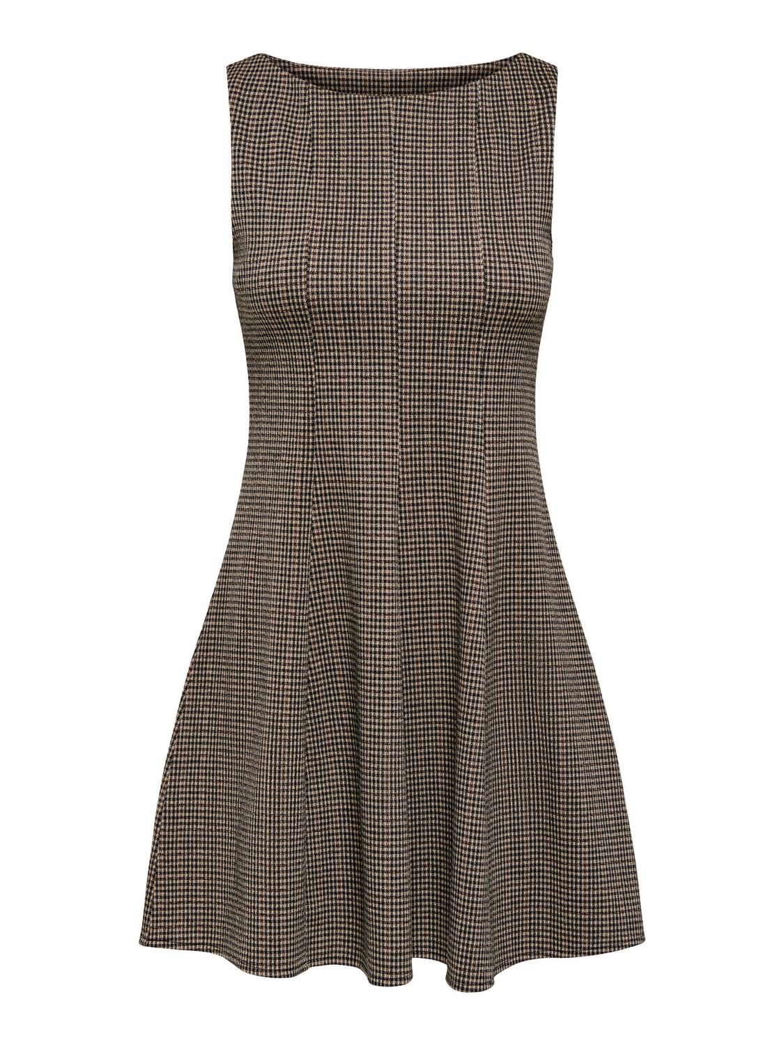 Only Robe sans manches ajustée à la taille motif carreaux noir/brun 15380636