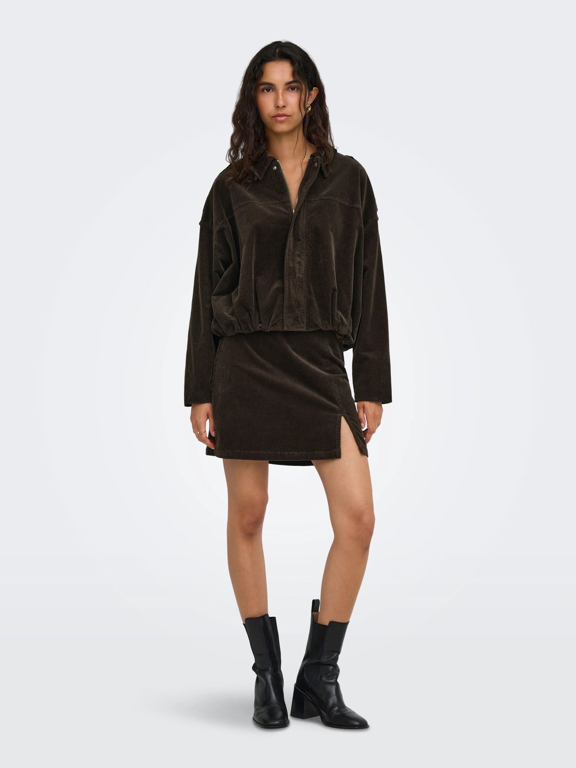 Only Jupe corduroy brun chocolat 15382096