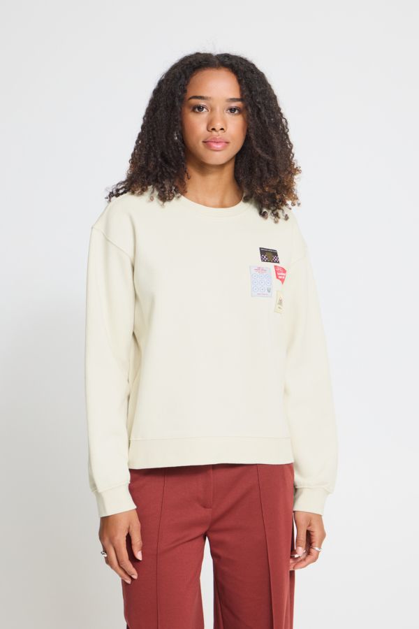Ichi Chandail crewneck crème motifs patchwork Matcha 20126686