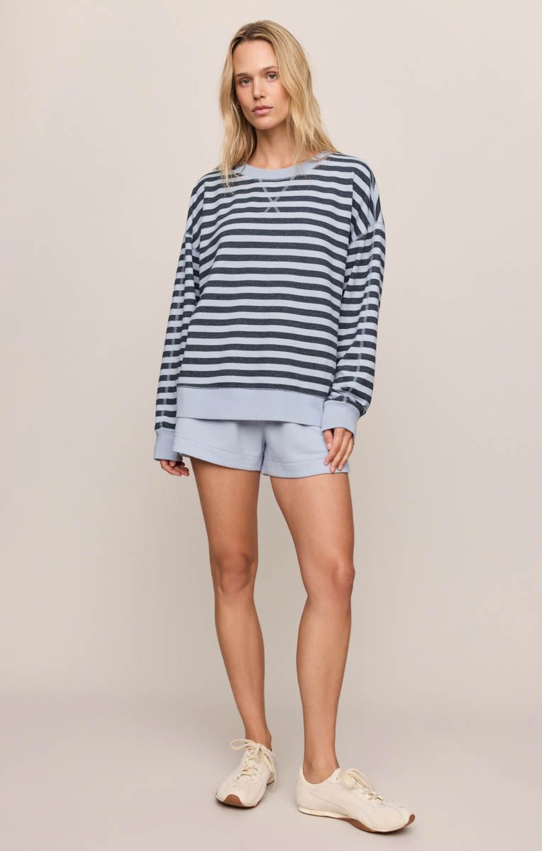 ZSupply Pull The Everyday crew manches longues col rond rayures bleues Eclipse ZT263558
