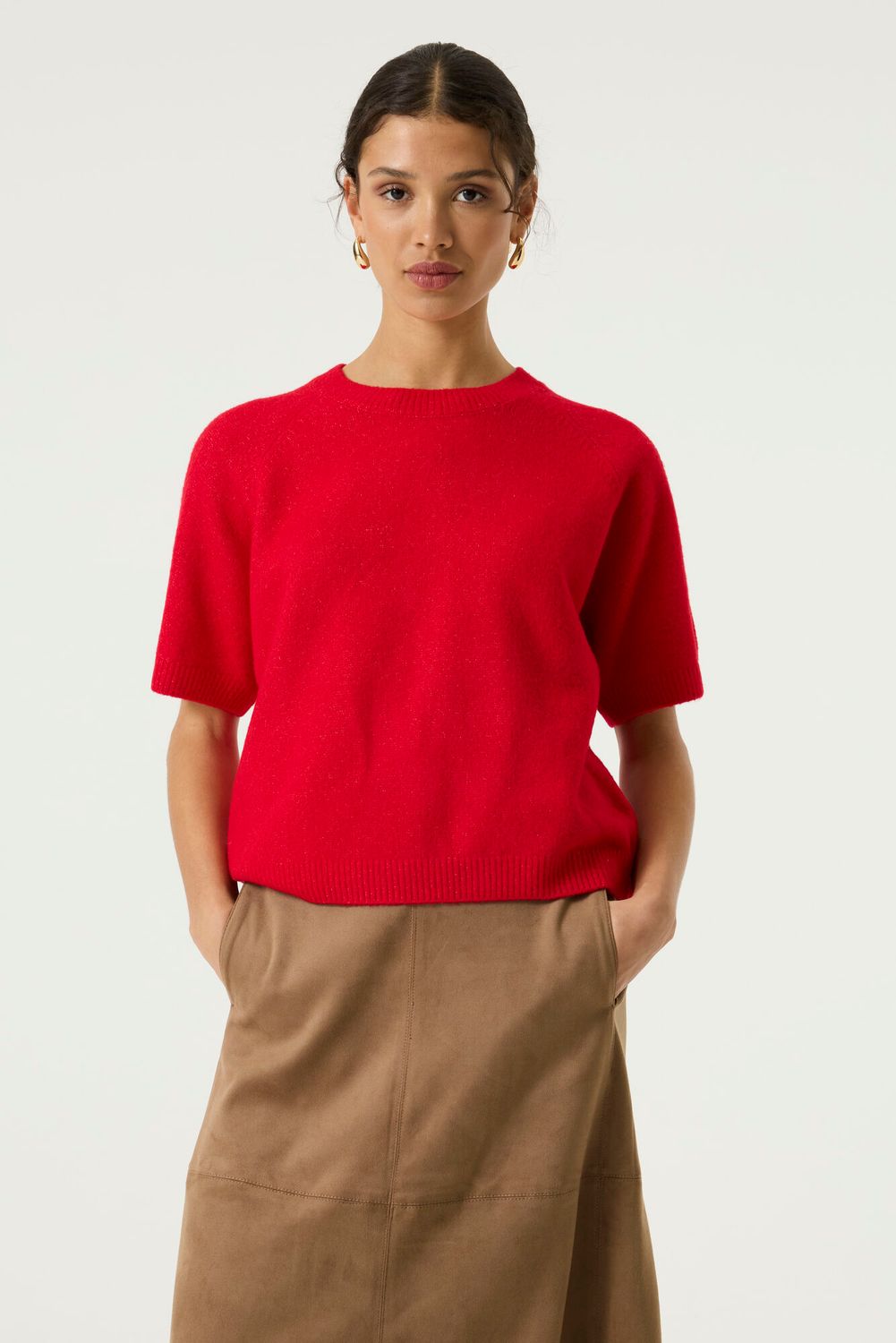 Garcia Pull lainage manches courtes col rond rouge U260046