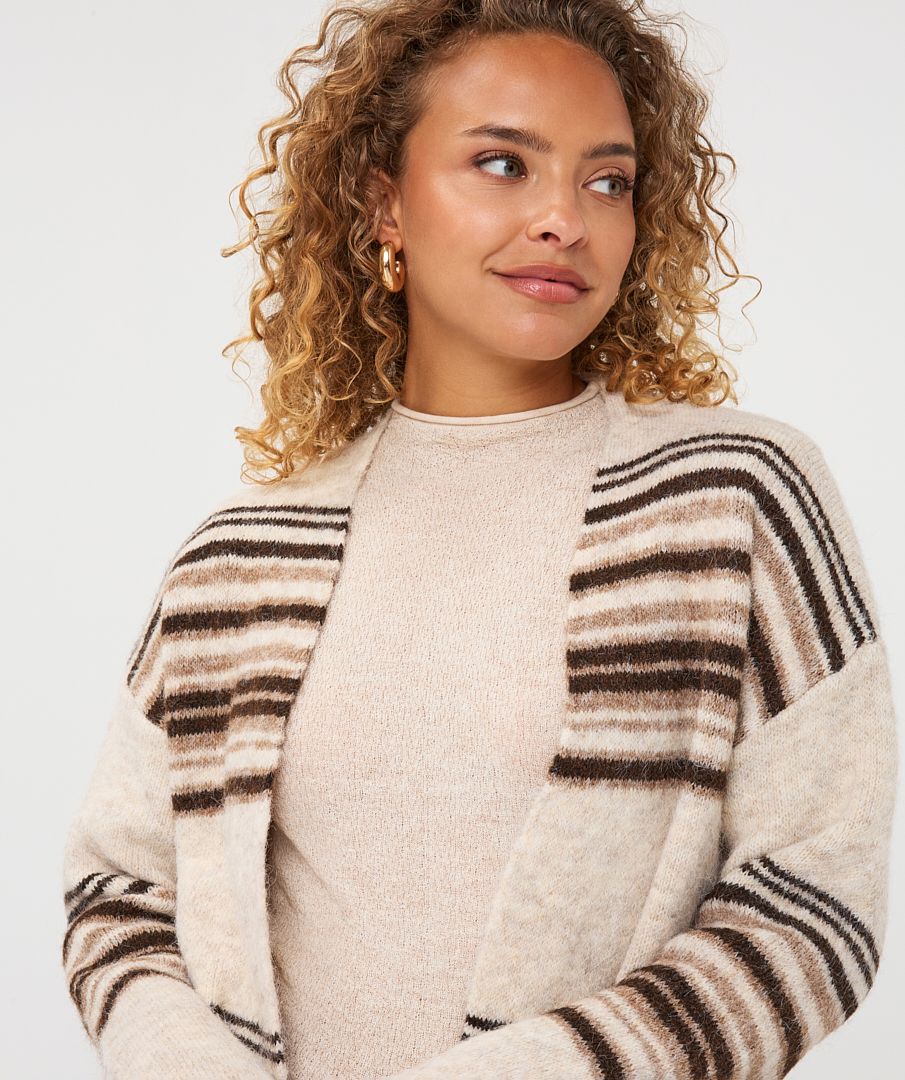 Esqualo Cardigan long rayures brunes 2618504