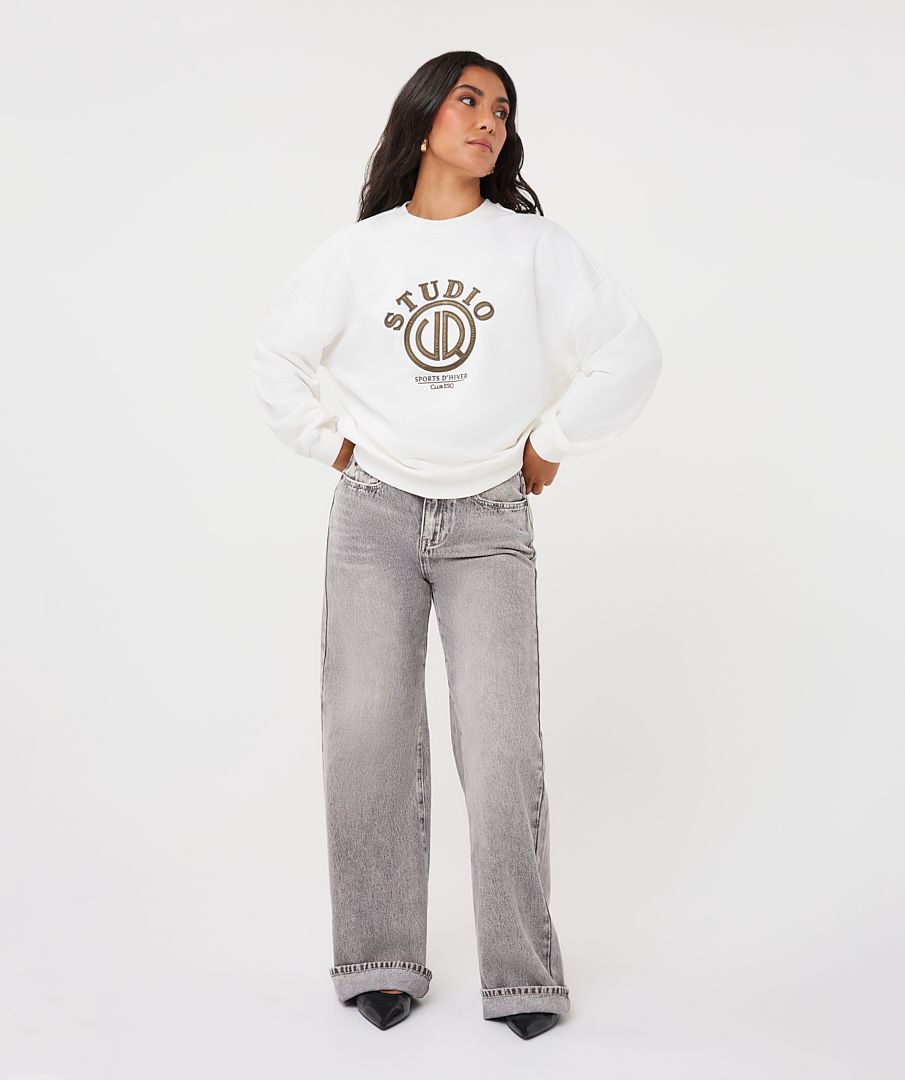 Esqualo Chandail crewneck offwhite avec écritures grises 2605540