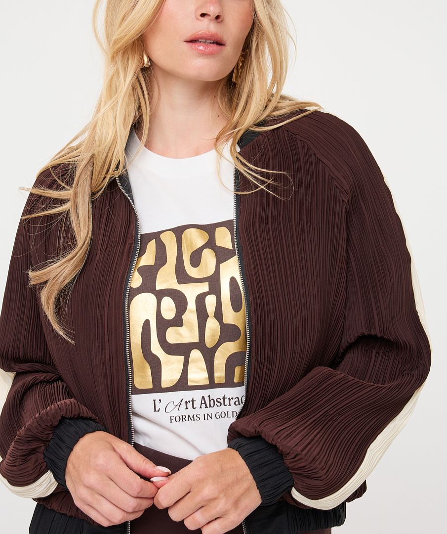 Esqualo Veste bomber plissé brun avec bordure crème 2628500