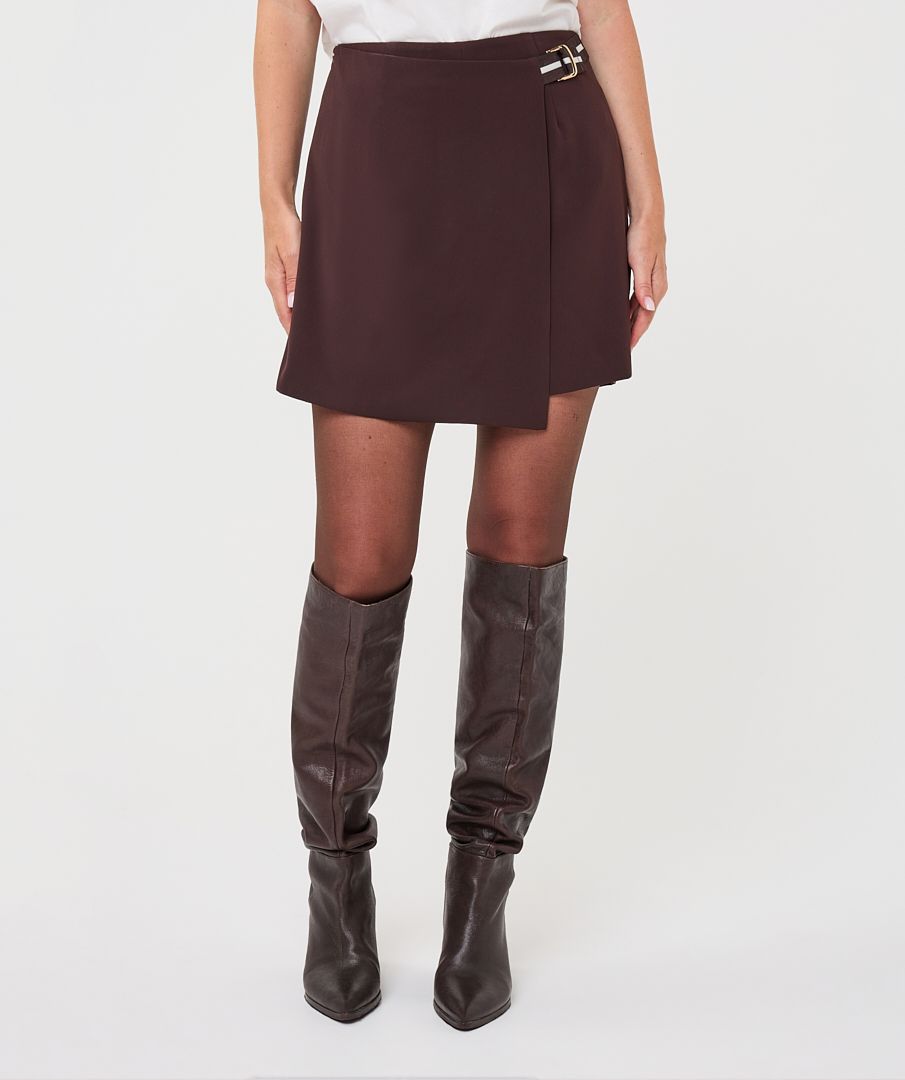 Esqualo Jupe short brune avec détail ceinture sur le côté 2610503