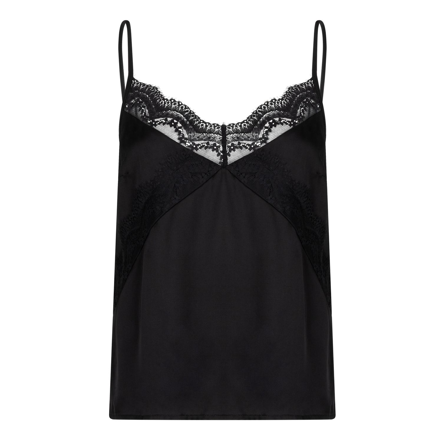 Esqualo Camisole satinée noire avec détail dentelle 2605518