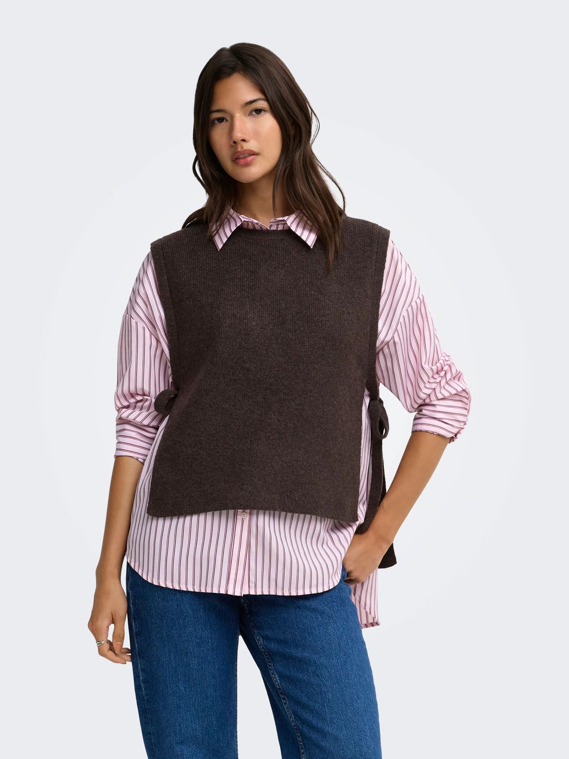 Only Débardeur tricot Coffee Bean col rond boucles sur le côté 15382549