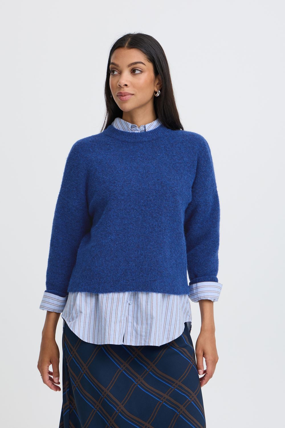 B.Young Pull manches longues bleu royal col rond 20819591
