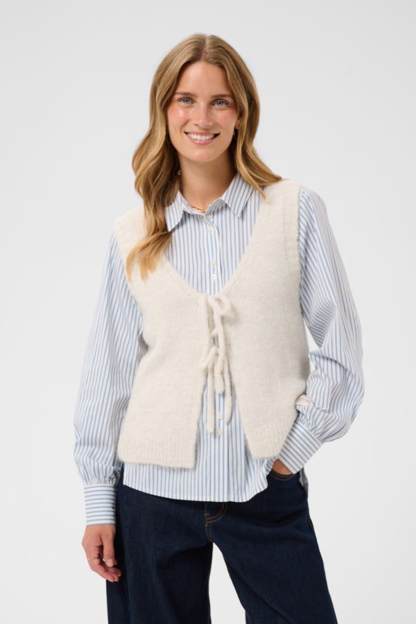 Cream Débardeur tricot avec boucles Avoine 10615378