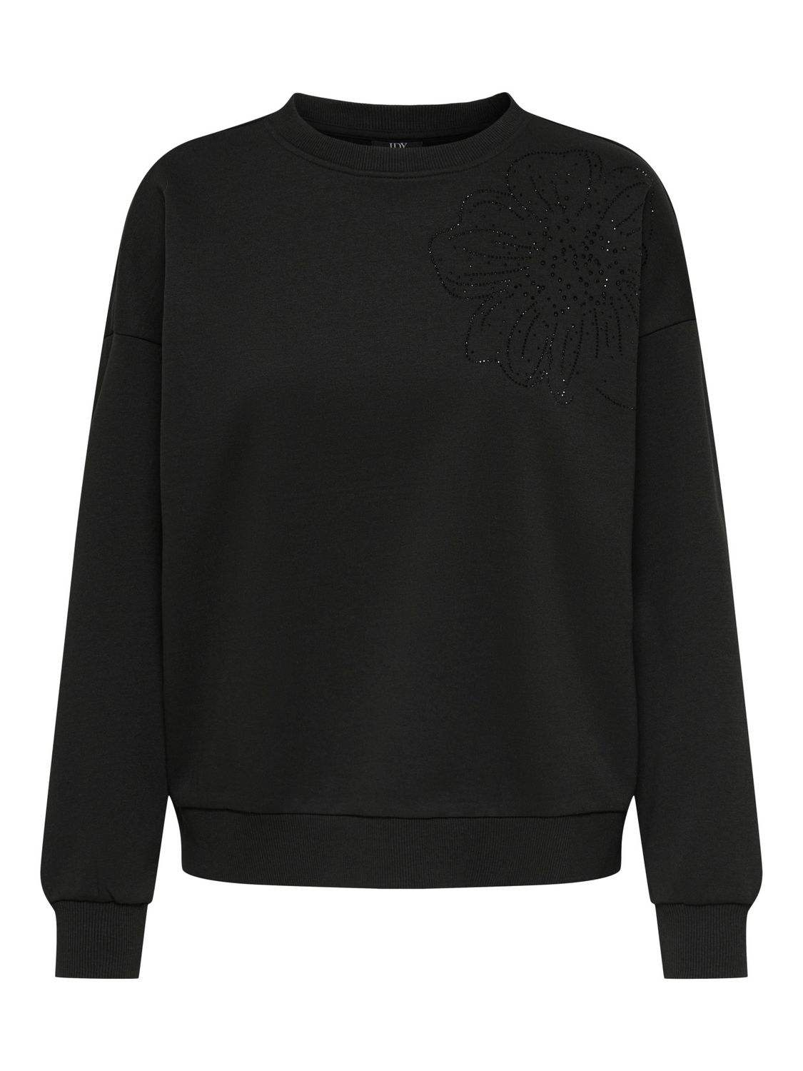 JDY Crewneck noir manches longues détail fleurs Pierre du Rhin 15382761
