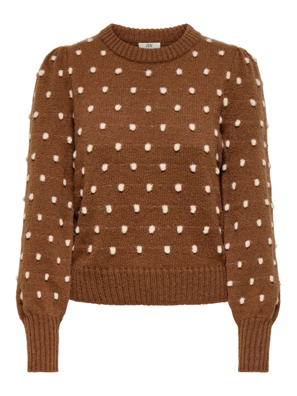 JDY Pull JDY Pull tricot motif à pois manches longues fronces à l'épaule caramel 15304813