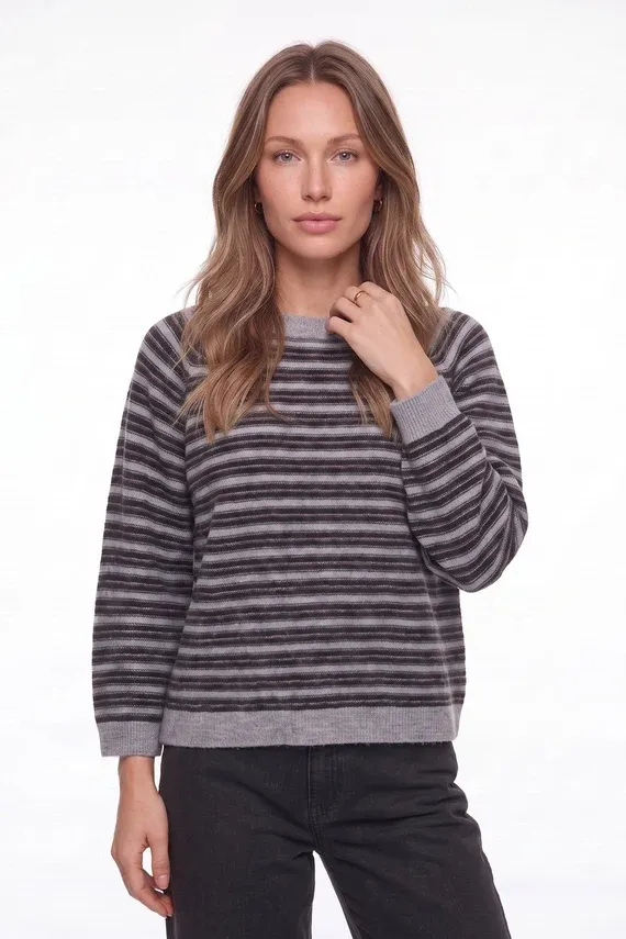 B Copenhagen Pull tricot lainage marine rayures bleu-gris 4001418581