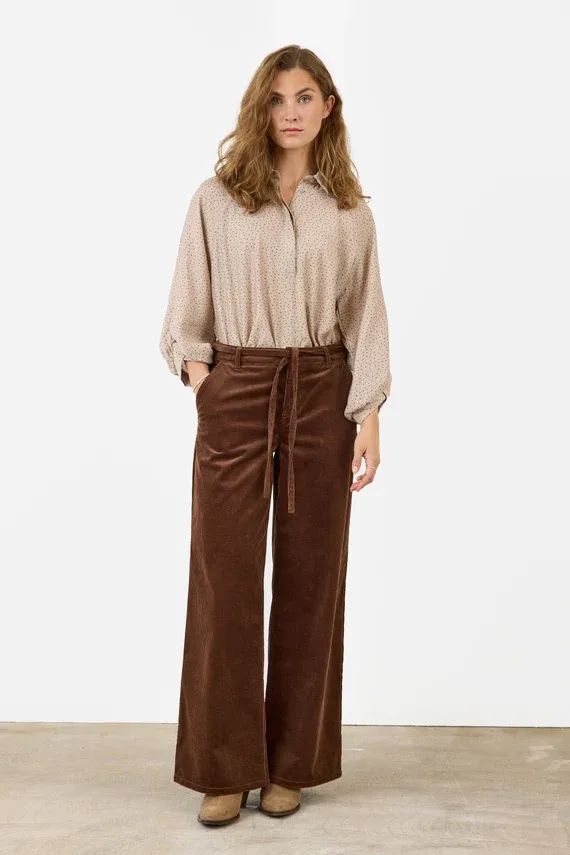B Copenhagen Blouse beige manches 7/8 petit pois brun 6004218692