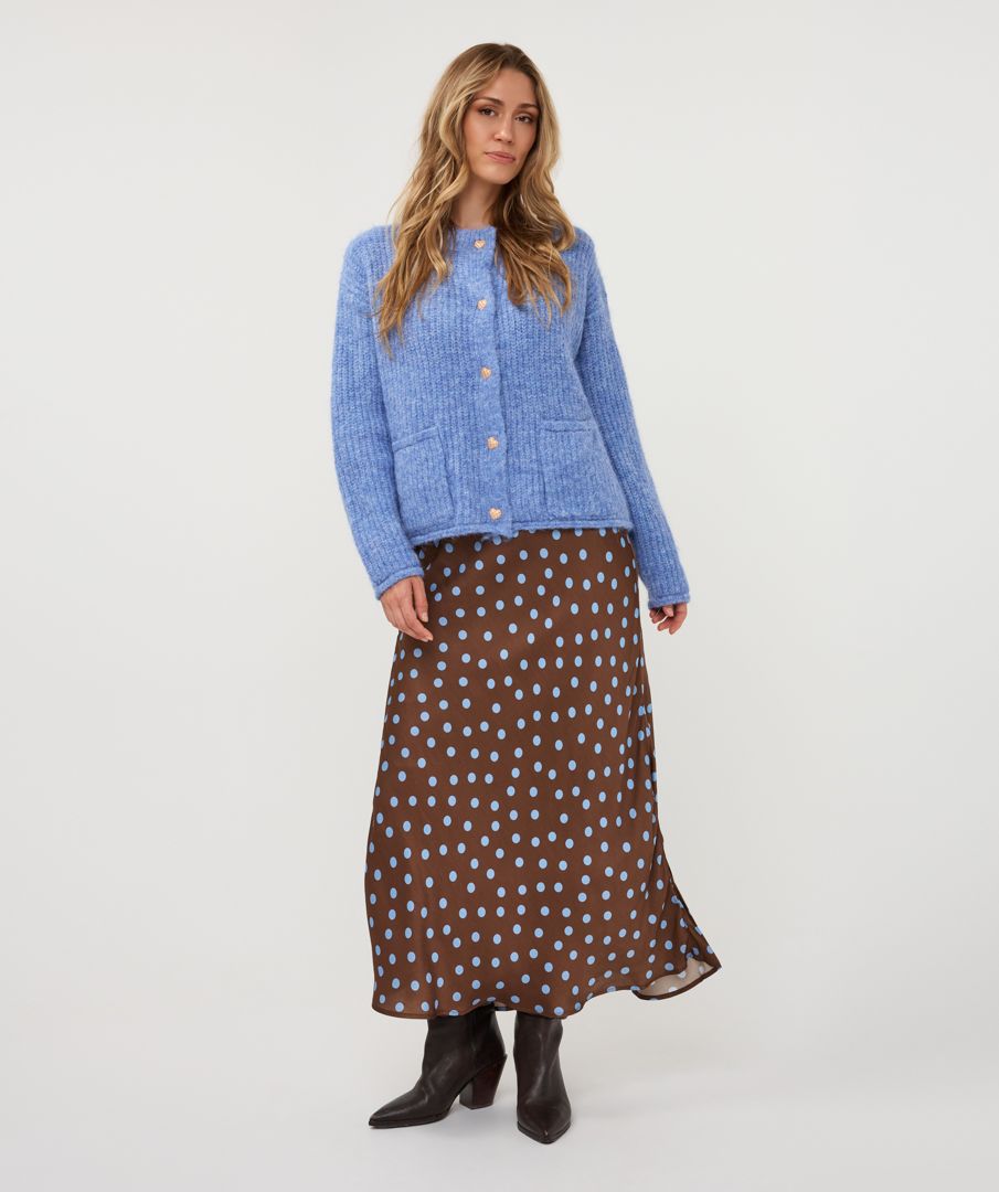 Esqualo Cardigan en tricot bleu avec poches à l’avant et boutons en forme de cœur 2618700