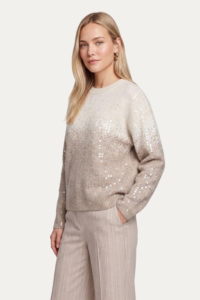 C&amp;S Chandail en tricot offwhite et beige avec paillettes et brillance 26WVC02
