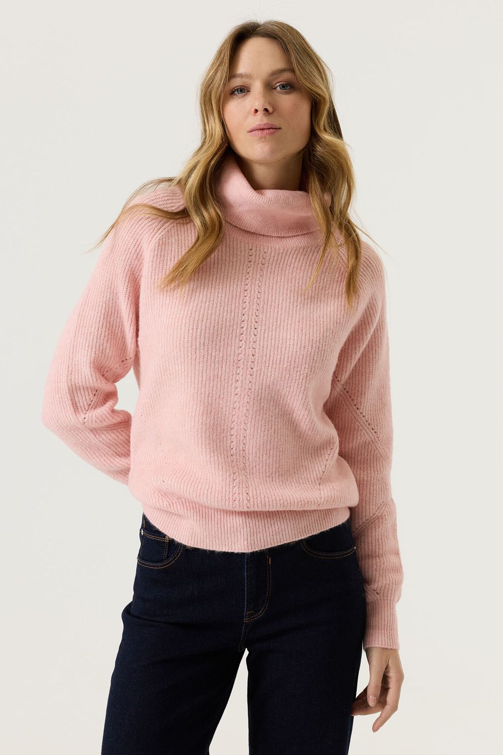 Garcia Chandail tricot col roulé manches longues Dusty Pink V260255