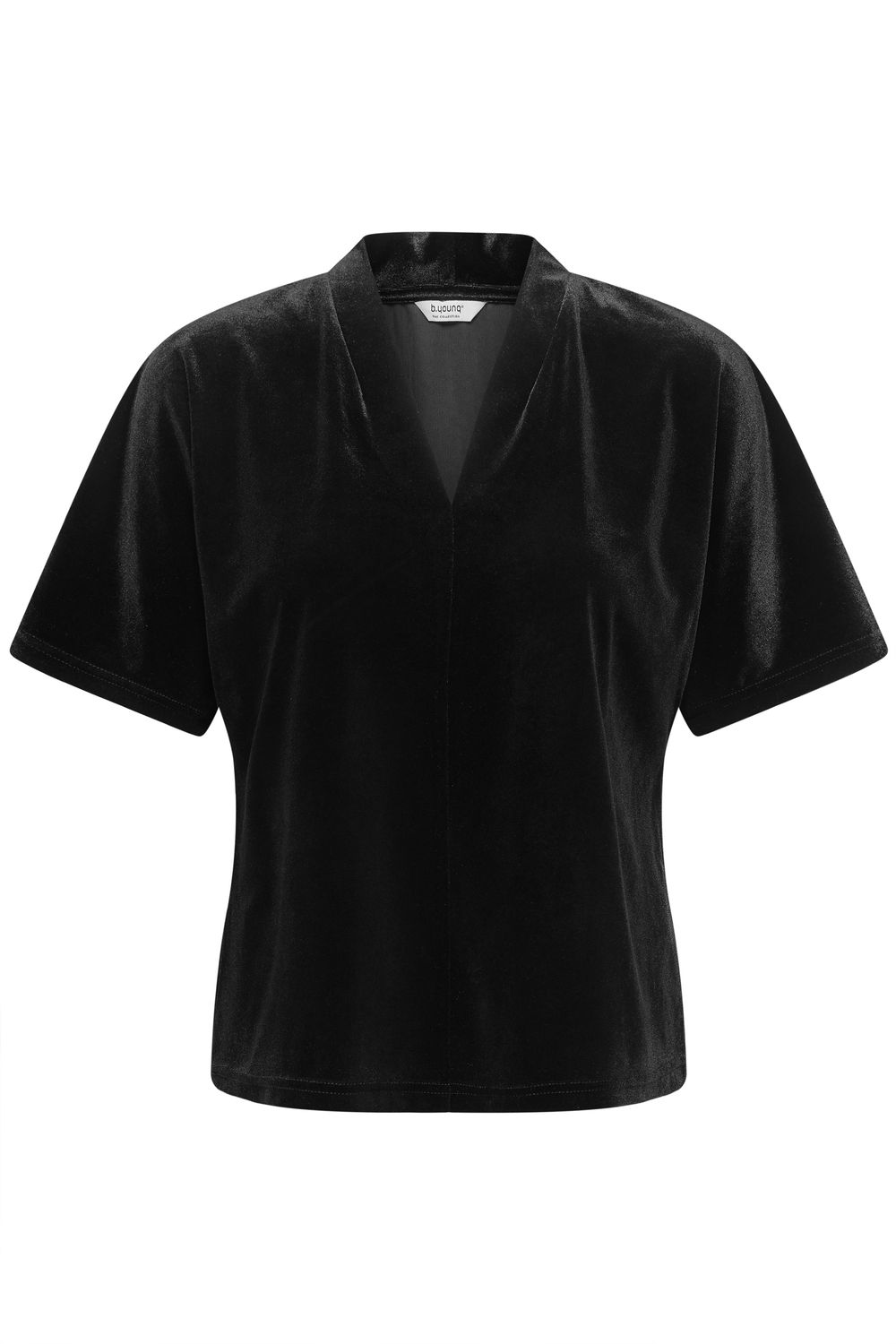 B.Young T-shirt noir en velours ample et col V 20819808