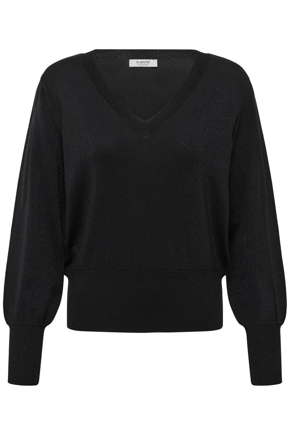 B.Young Chandail noir manches longues V-neck avec lurex resserré au bas et aux poignets 20819749