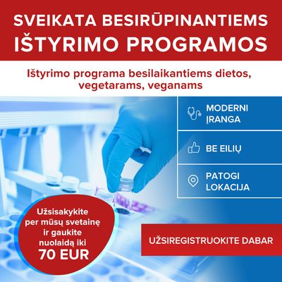 Ištyrimo programa besilaikantiems dietos, vegetarams, veganams
