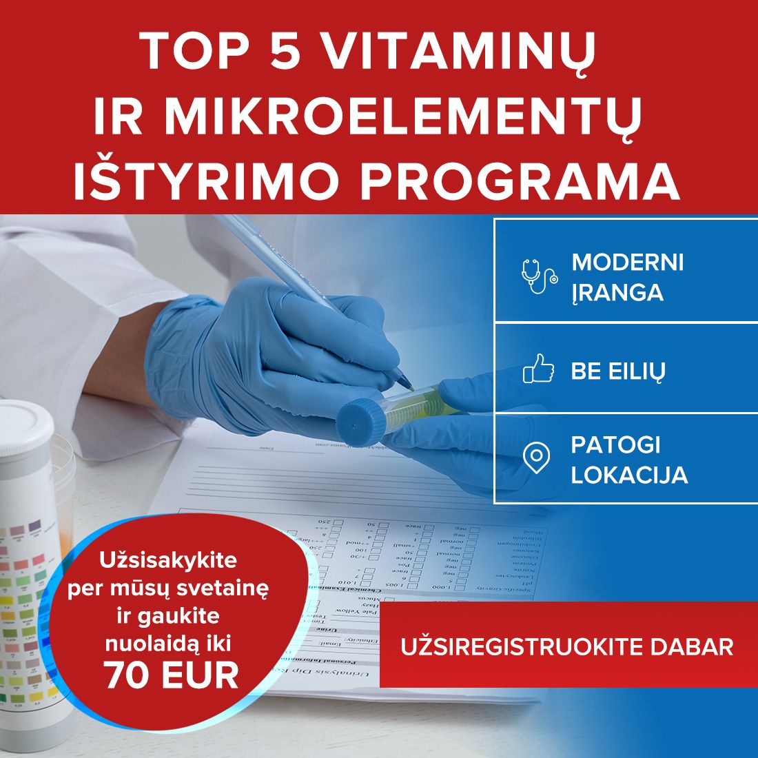 TOP 5 vitaminų ir mikroelementų ištyrimo programa